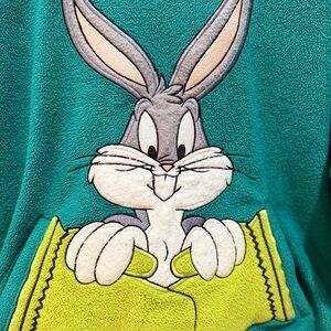 Happy adorable Bugs bunny-Warner Brothers sweatshirt with hoodie and pockets